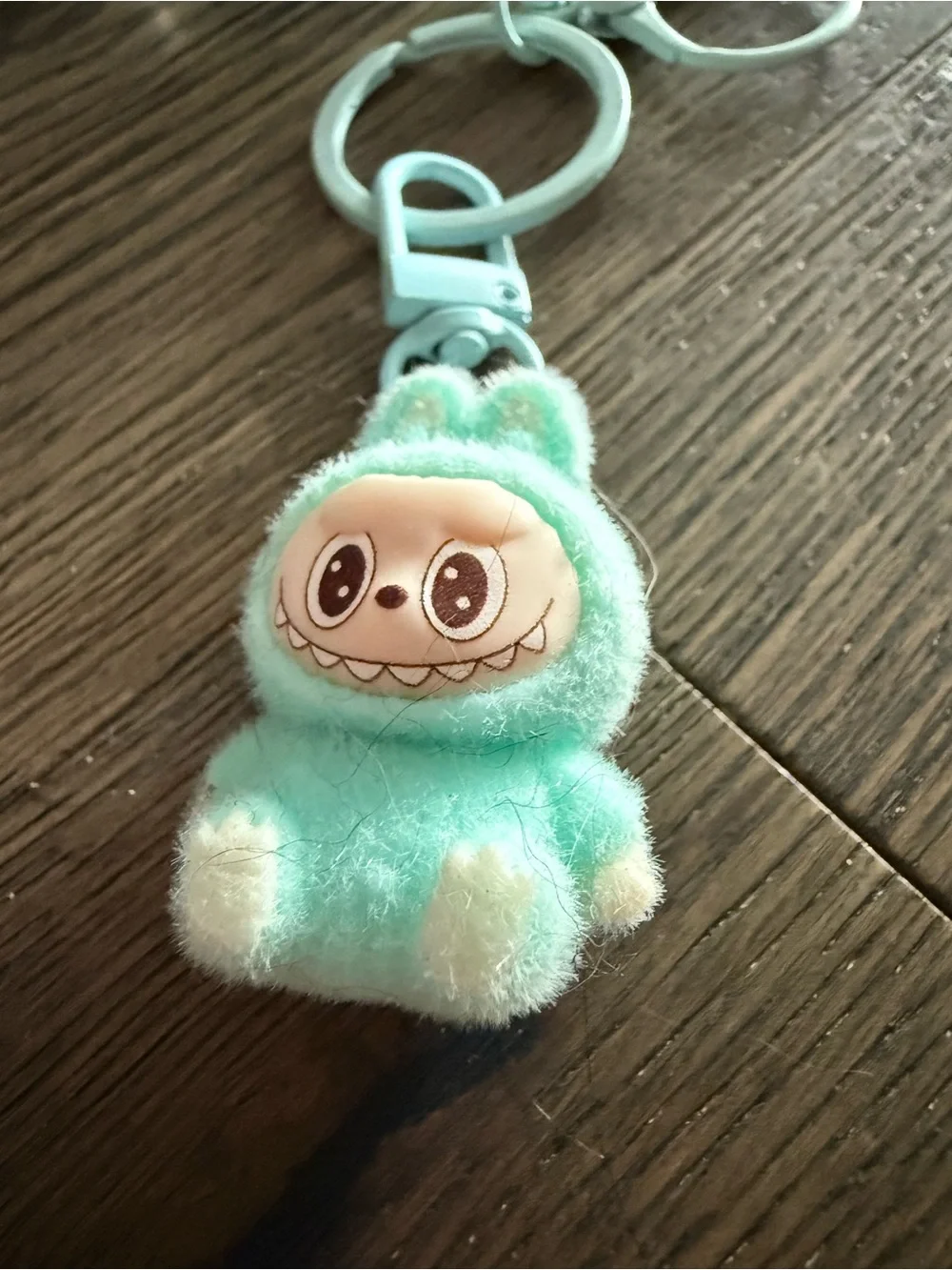 Labubu Aqua Beaded Charm Keychain